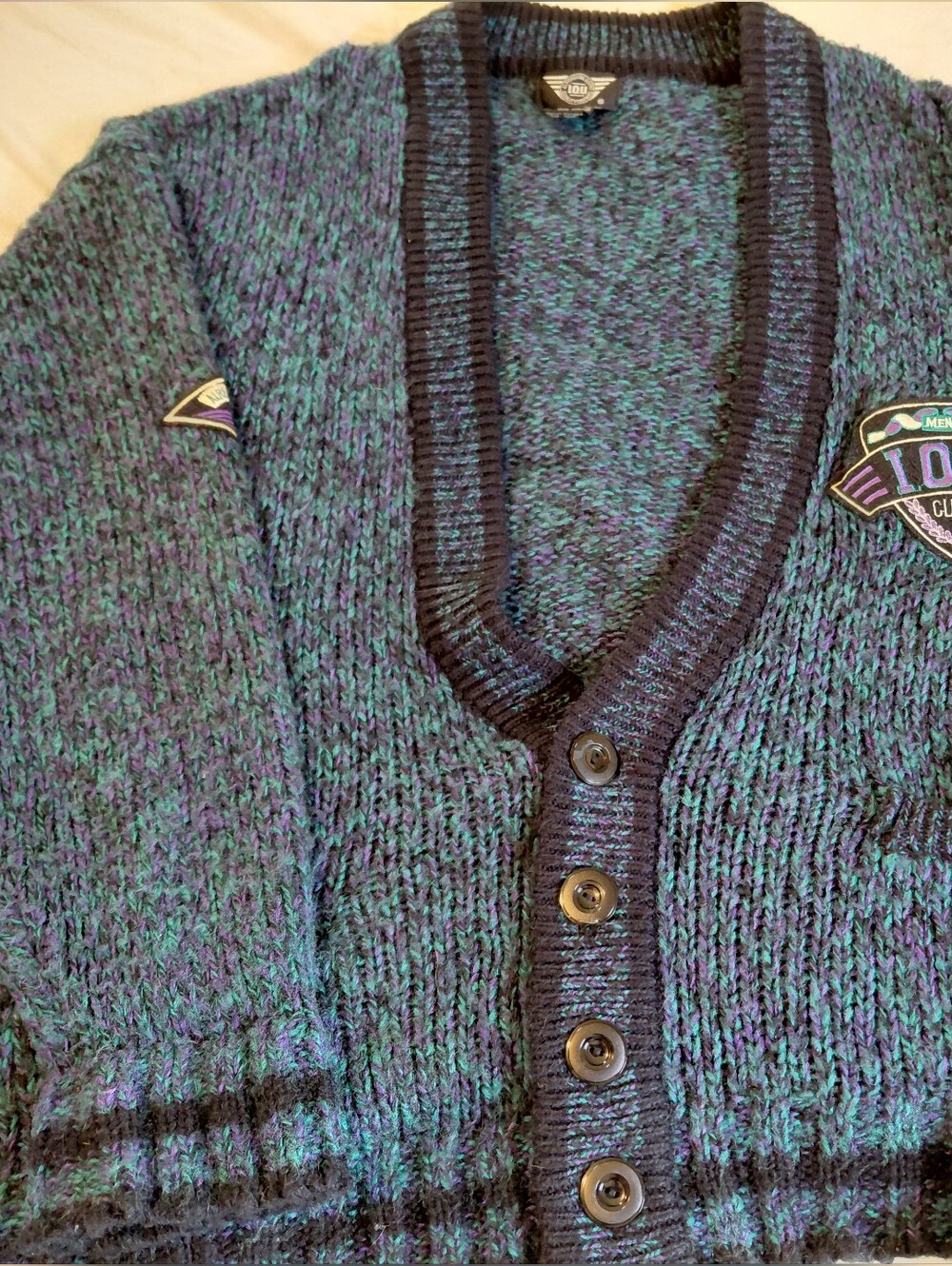 IOU Men's Button Cardigan Sweater in Teal/Blue